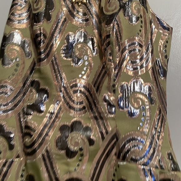 Lily Pulitzer pearl Dress Kelp Green Metallic Vintage Brocade - Picture 3 of 6